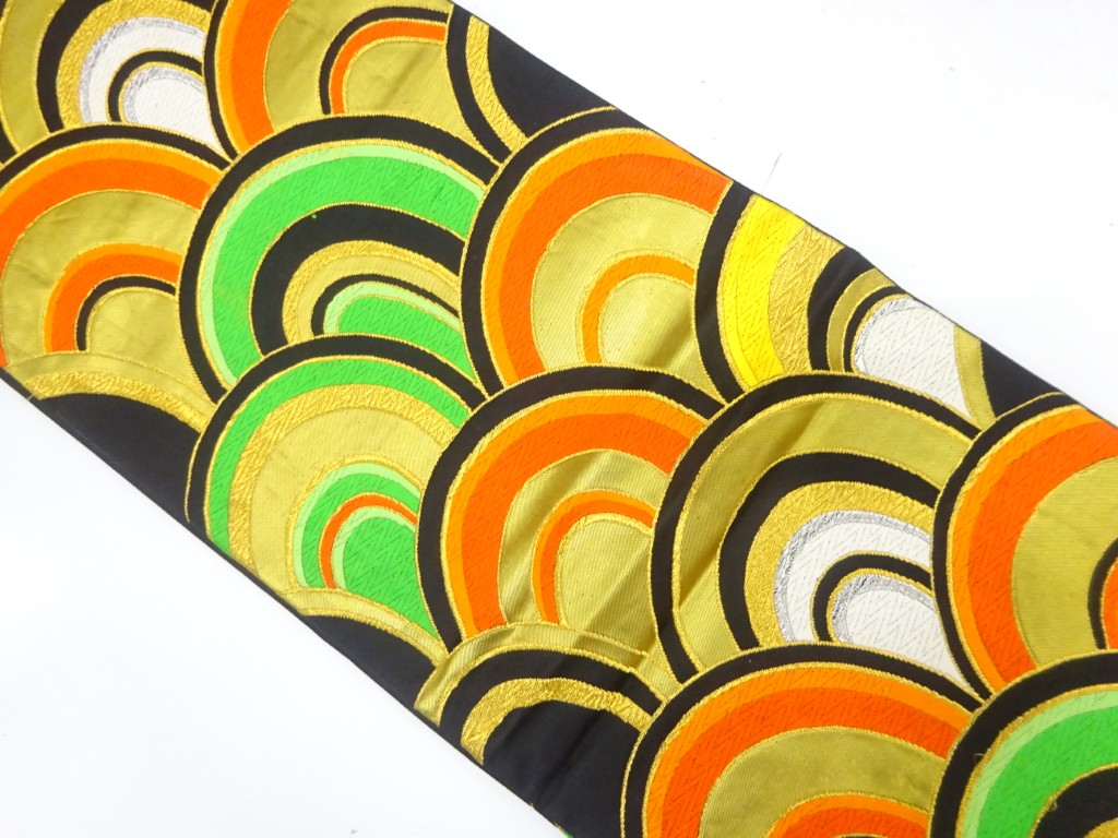 JAPANESE KIMONO / ANTIQUE FUKURO OBI / SILK / WOVEN SEIGAIHA